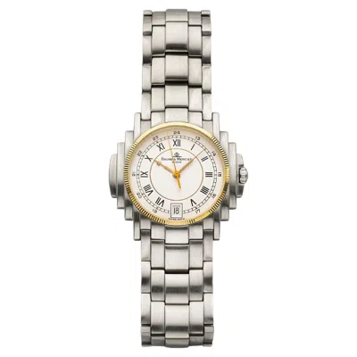 Pre-owned Baume & Mercier Vintage 1990s  Shogun Two-tone 5136.018.3 Quartz White Roman 34mm