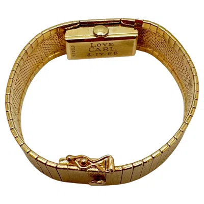 Pre-owned Baume & Mercier Vintage  14k Yellow Gold Cuff Watch, Art Deco, 1960s