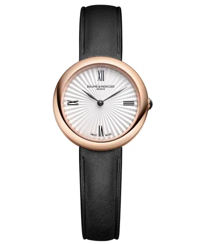Baume & Mercier Women's De Joia Quartz Black Leather Watch 28mm In White