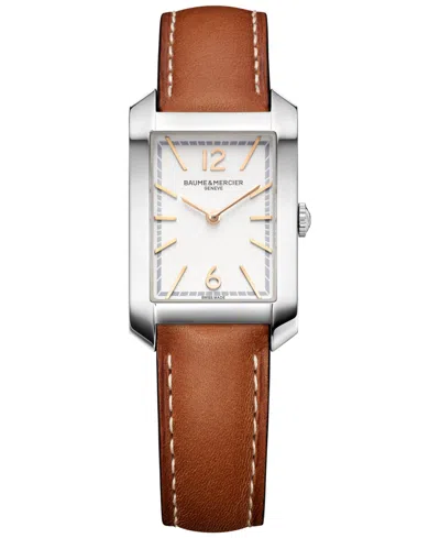 Baume & Mercier Women's Swiss Hampton Brown Leather Strap Watch 22x35mm In No Color