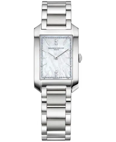Baume & Mercier Women's Swiss Hampton Diamond Accent Stainless Steel Bracelet Watch 35x22mm In Silver