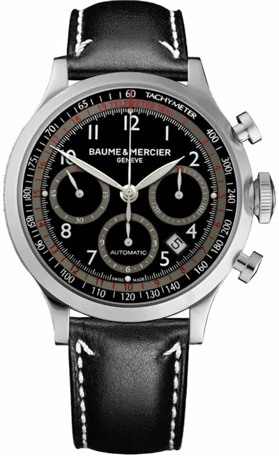 Pre-owned Baume Et Mercier Baume & Mercier Capeland Automatic Black Dial & Strap Mens Luxury Watch Sale