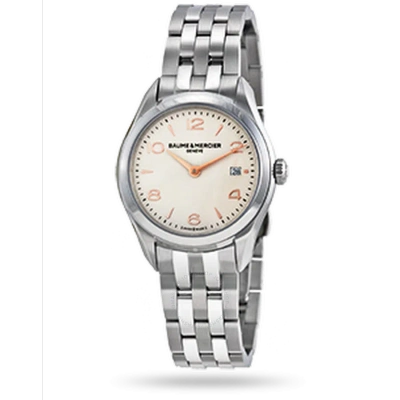 Baume Et Mercier Baume And Mercier Clifton Silver Dial Ladies Watch 10175 In Gold Tone / Rose / Rose Gold Tone / Silver