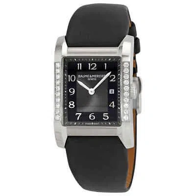 Pre-owned Baume Et Mercier Baume And Mercier Hampton Milleis Black Dial Leather Ladies Watch 10022
