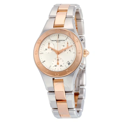 Baume Et Mercier Baume And Mercier Linea Chronograph Silver Dial Ladies Watch 10016 In Gold / Rose / Silver
