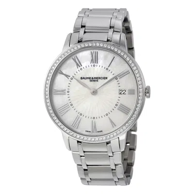 Baume Et Mercier Baume And Mercier Mother Of Pearl Dial Diamond Ladies Watch Moa10227 In Mother Of Pearl/silver Tone