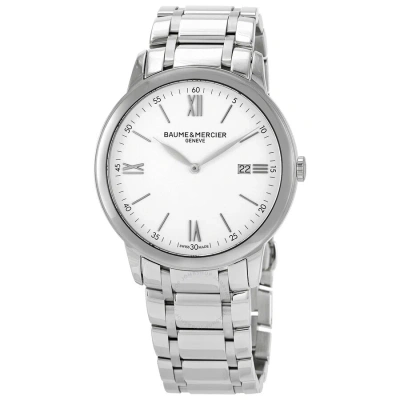 Baume Et Mercier Classima Quartz White Dial Men's Watch 10526 In Rhodium / White