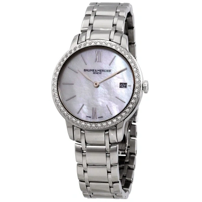 Baume Et Mercier Classima Quartz White Mother Of Pearl Dial Ladies Watch 10478 In Mother Of Pearl / White