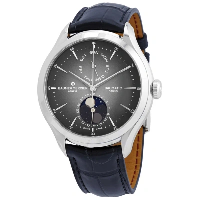 Baume Et Mercier Clifton Automatic Moon Phase Date Grey Dial Men's Watch 10548 In Blue
