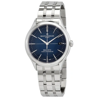 Baume Et Mercier Clifton Baumatic Automatic Chronometer Blue Dial Men's Watch 10468 In Metallic