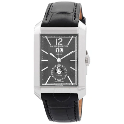 Baume Et Mercier Hampton Moonphase Dual Time Automatic Grey Dial Men's Watch M0a10666 In Black / Grey