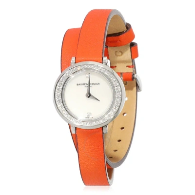 Baume Et Mercier Promesse Core Diamond Mother Of Pearl Dial Ladies Watch Moa10290 In Mop / Mother Of Pearl / Orange