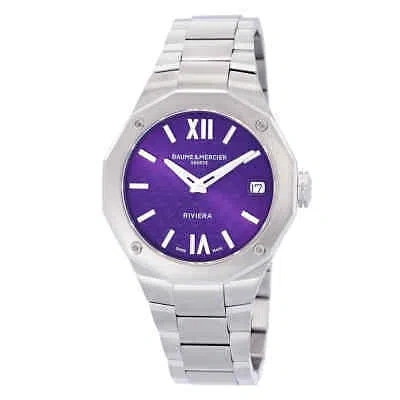 Pre-owned Baume Et Mercier Riviera Quartz Purple Dial Ladies Watch M0a10728