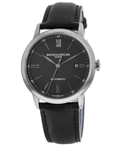 Pre-owned Baume & Mercier Classima Automatic Black Dial Leather Men's Watch 10453