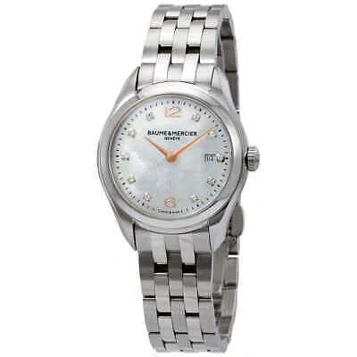 Pre-owned Baume & Mercier Baume And Mercier Clifton Mop Dial Ladies Watch 10176