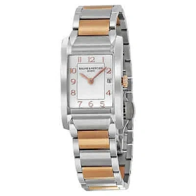 Pre-owned Baume & Mercier Baume And Mercier Hampton Silver Dial Steel And 18kt Rose Gold Ladies Watch