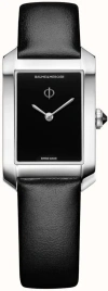 Baume & Mercier Women's Swiss Hampton Black Leather Strap Watch 35x22mm