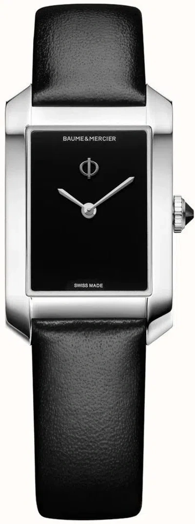 Baume & Mercier Women's Swiss Hampton Black Leather Strap Watch 35x22mm