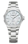Shop Baume & Mercier Riviera 10676 Diamond Automatic Bracelet Watch, 33mm In Steel