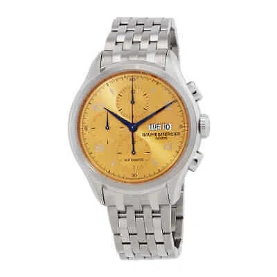 Pre-owned Baume & Mercier Baume Et Mercier Clifton Chronograph Automatic Champagne Dial Mens Watchm0a10241