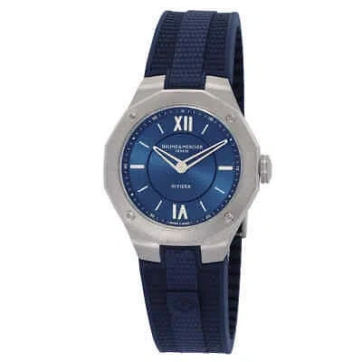 Pre-owned Baume & Mercier Baume Et Mercier Riviera Quartz Blue Dial Ladies Watch M0a10689