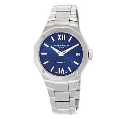 Pre-owned Baume & Mercier Baume Et Mercier Riviera Quartz Blue Dial Ladies Watch M0a10727