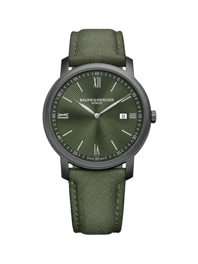 Baume & Mercier Men's Classima 10766 Stainless Steel & Wool Strap Watch/42mm In Green
