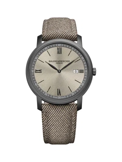 Baume & Mercier Men's Classima 10767 Stainless Steel & Wool Strap Watch/42mm In Gray