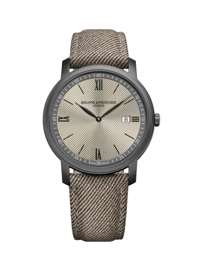 Baume & Mercier Men's Classima 10767 Stainless Steel & Wool Strap Watch/42mm In Beige