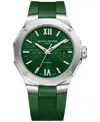 BAUME & MERCIER MEN'S SWISS AUTOMATIC RIVIERA GREEN RUBBER STRAP WATCH 42MM