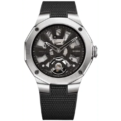 Baume & Mercier Riviera Automatic Skeleton Dial Black Rubber Strap Men's Watch 10721 In Multi