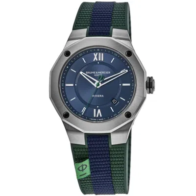 Baume & Mercier Riviera Blue Dial Color Fabric Strap Men's Watch 10688