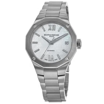 Baume & Mercier Riviera Mother Of Pearl Dial Diamond Steel Women's Watch 10663 In Multi