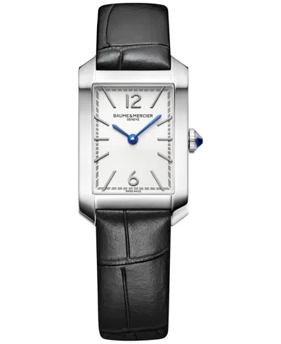 Baume & Mercier Women's Swiss Hampton Black Leather Strap Watch 35x22mm