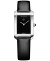Baume & Mercier Women's Swiss Hampton Black Leather Strap Watch 35x22mm In Black