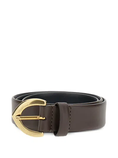 Bax Lab Buckle Leather Belt In Brown