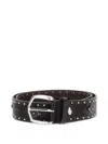 Bax Lab Textured Leather Belt With Diamond-shaped Studs In Brown
