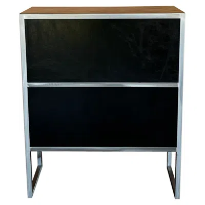 Pre-owned Baxter 1990s  Black Leather And Steel Bookcases