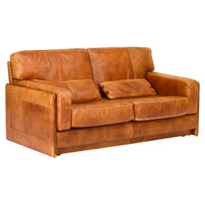 Pre-owned Baxter ‘arcon' Sofa In Buffalo Leather By Marco Milisich – Italy, 1970's In Brown