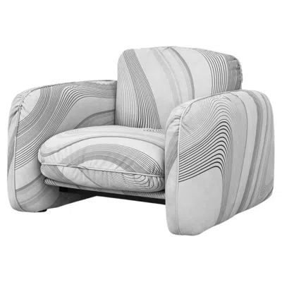 Pre-owned Baxter Brigitte Texture Leather Armchair By Draga & Aurel For , Italy In Gray