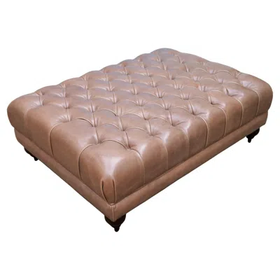 Pre-owned Baxter Genuine Leather Ottoman In Chesterfield Design By , Stool In Brown
