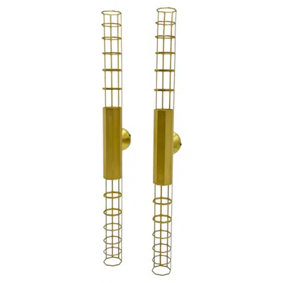 Pre-owned Baxter Pair  "palomar" Brass Sconces By Pietro Russo, Italian Modern Lights In Brown
