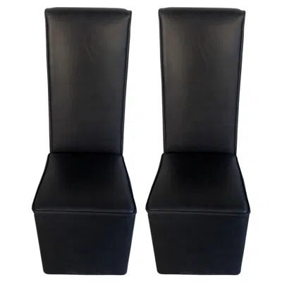 Pre-owned Baxter Pair Of Leather Graz Chairs By Paola Navone For , Italy In Black