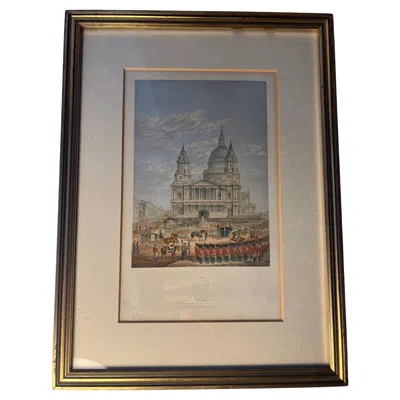 Pre-owned Baxter Print Of The Funeral Of The Duke Of Wellington Outside St Pauls Cathedral In Brown