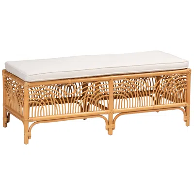 Baxton Studio Materra 48" Wide Natural Brown Rattan Rectangular Bench