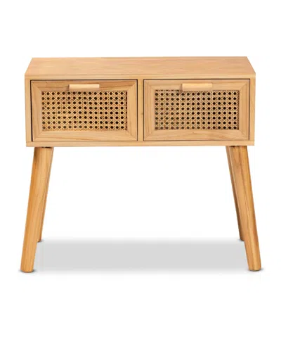 Baxton Studio 24.4" Finished Wood Falan Mid-century Modern 2-drawer Console Table In Brown,oak Brown