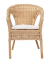 Baxton Studio Abbey Modern Bohemian Rattan Dining Chair In Brown