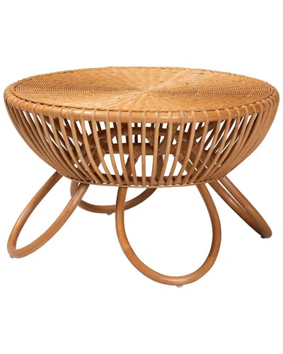 Baxton Studio Abel Rattan Coffee Table With Splayed Legs In Brown