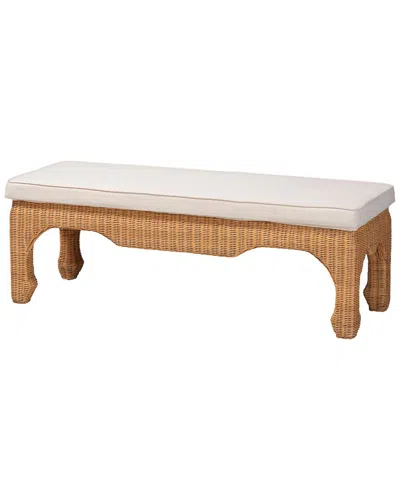 BAXTON STUDIO BAXTON STUDIO ABENA MING STYLE RATTAN BENCH WITH CUSHION
