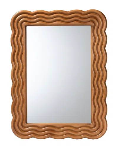Baxton Studio Acantha Modern Scallop-framed Accent Mirror In Brown